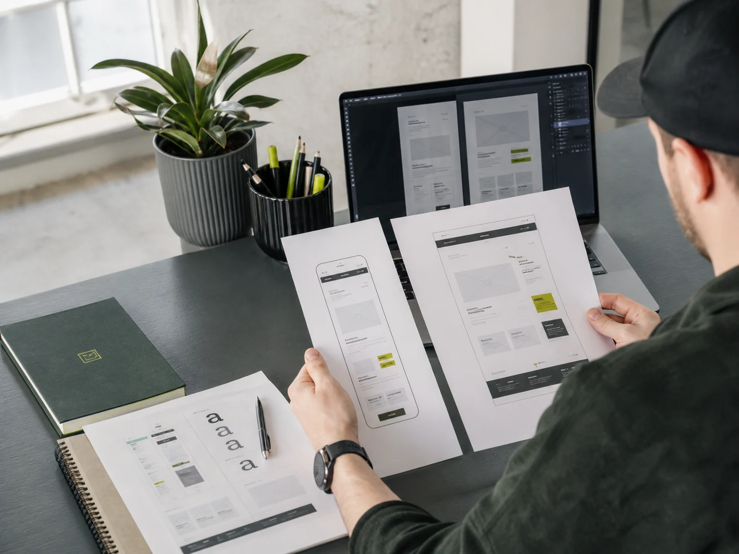 Designer reviewing a custom website for a Fraser Valley business